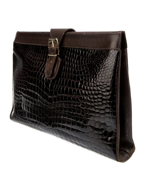 fendi roma clutch|fendi crocodile vintage clutch.